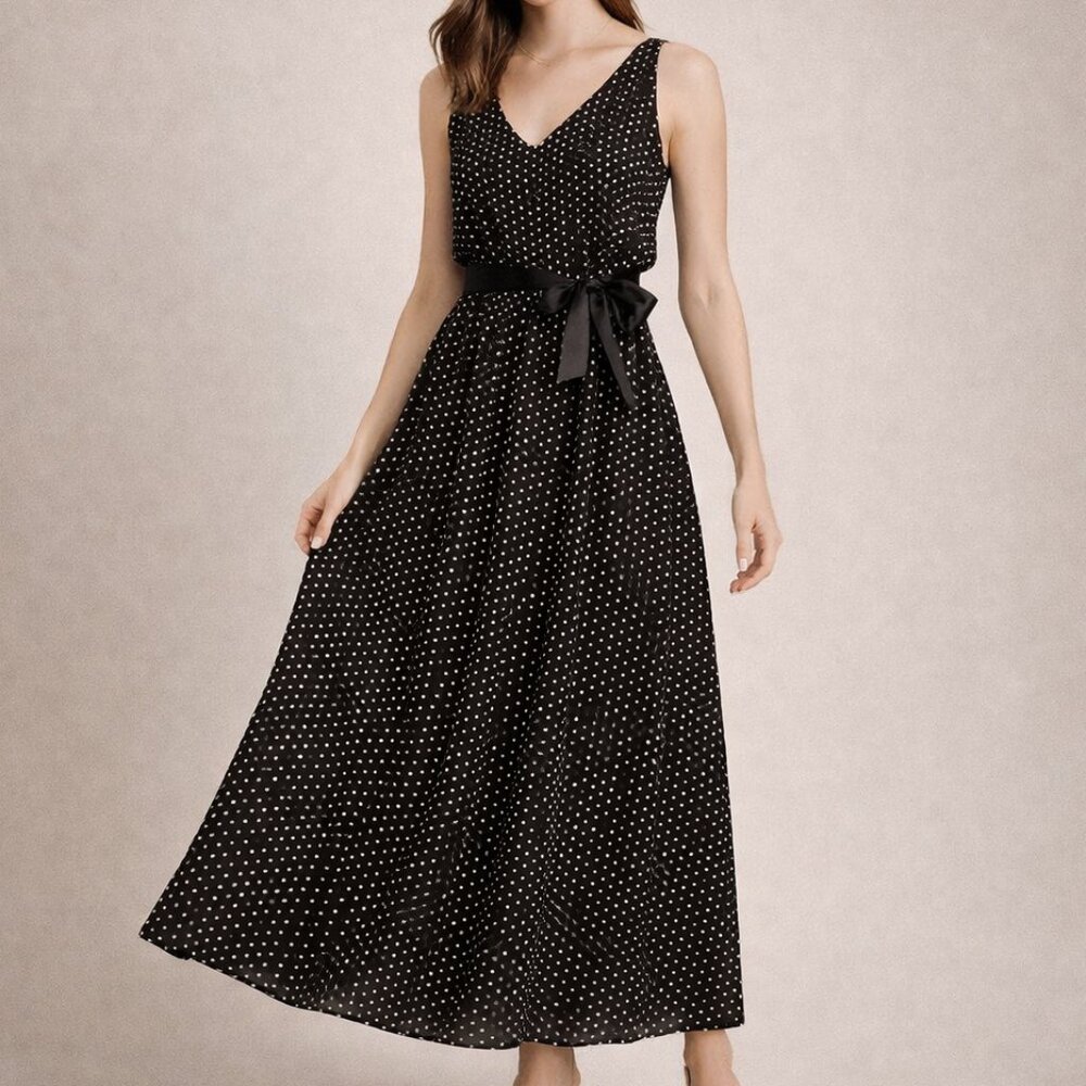 Draper James Black Polka Dot Maxi Dress